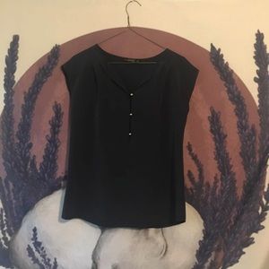 Navy blue button up blouse